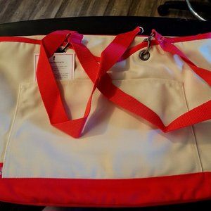 Thirty-One Canvas Crew Thermal Tote in Natural w/Coral
